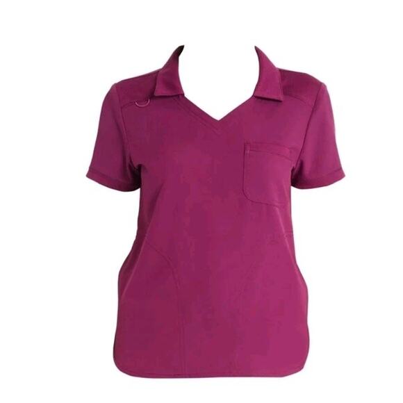 Womens Wine Burgundy Red Scrubstar Performance Collar Scrub Top 3XL XXXL NEW - Picture 1 of 3